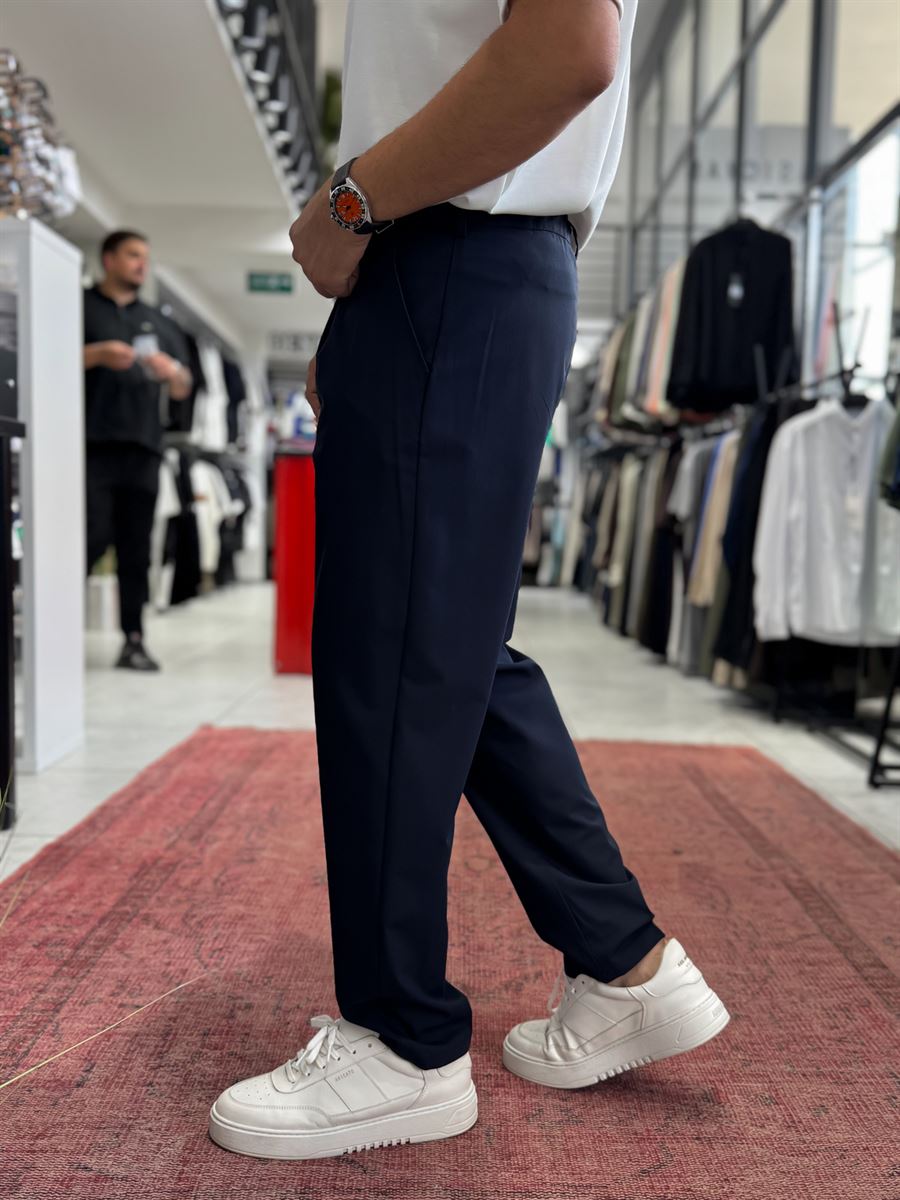Navy Blue Pleated Slim Trousers TW-1002