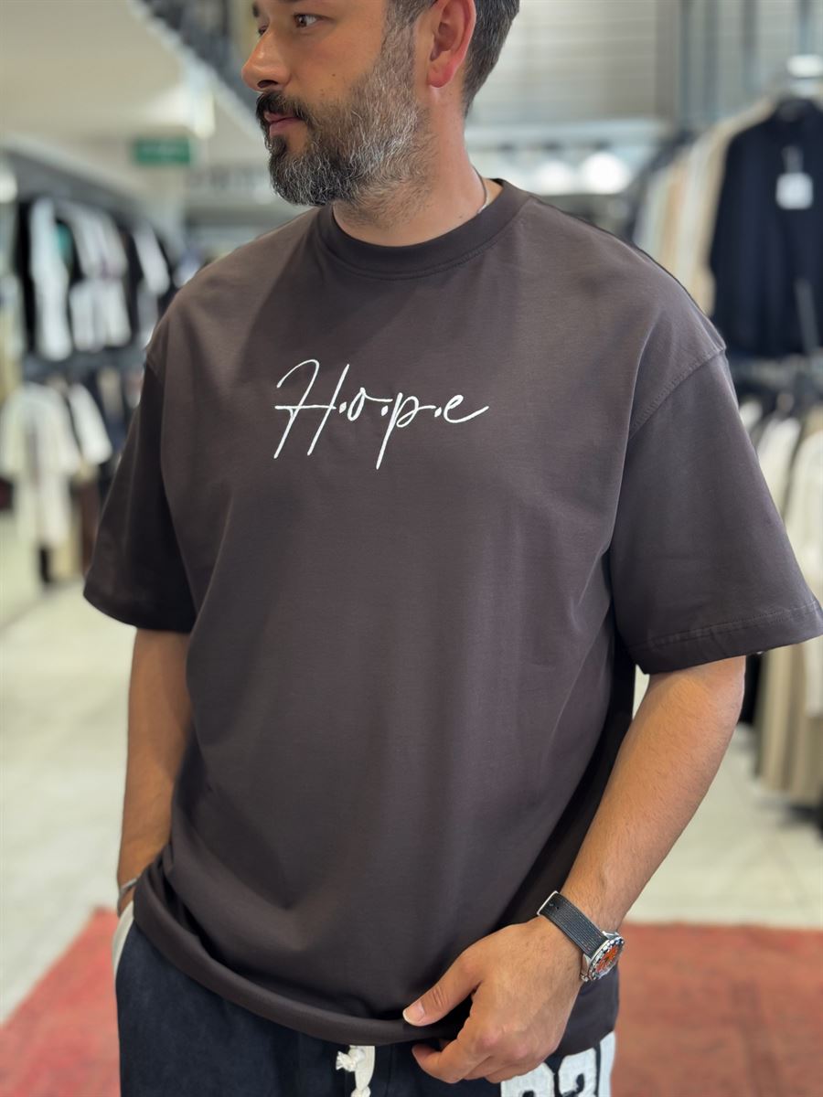 Coffee Hope Carpet Patchwork Oversize T-Shirt SW-5064
