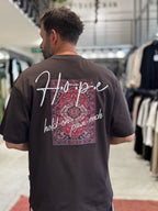 Coffee Hope Carpet Patchwork Oversize T-Shirt SW-5064