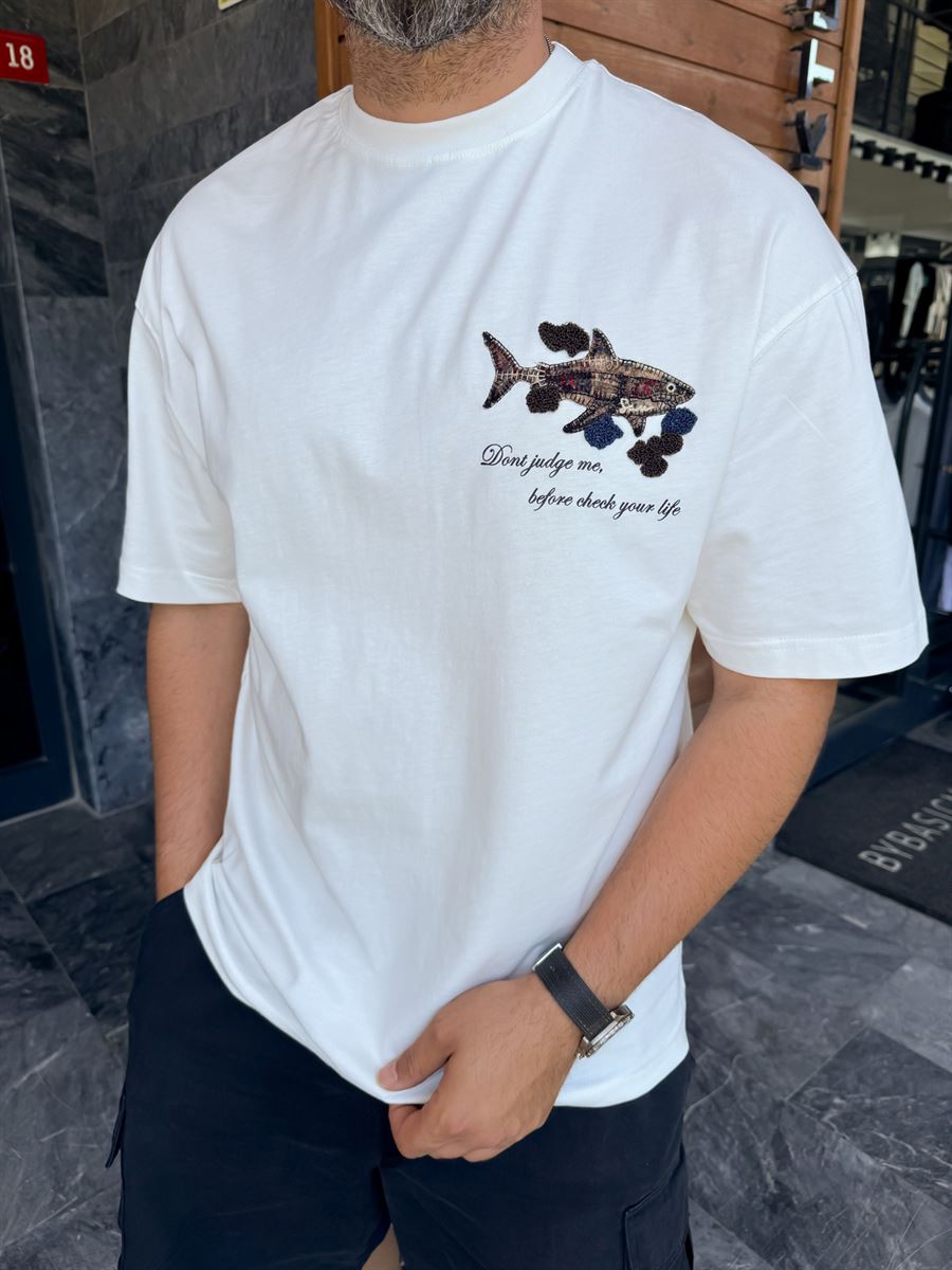 White Shark Patchwork Oversize T-Shirt SW-5169