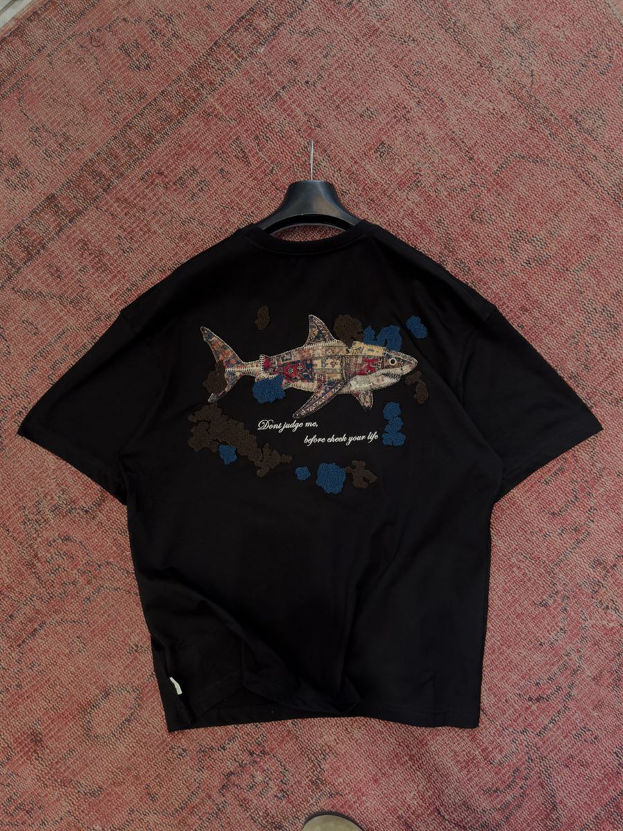 Black Shark Patchwork Oversize T-Shirt SW-5169