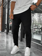 Black Basic Tracksuit with Side Zippers BY-0002