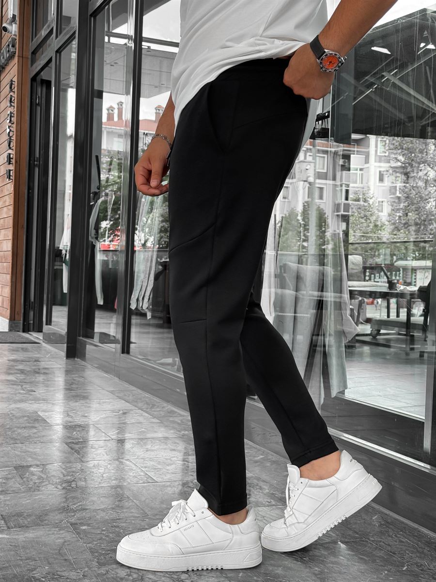 Black Basic Tracksuit with Side Zippers BY-0002