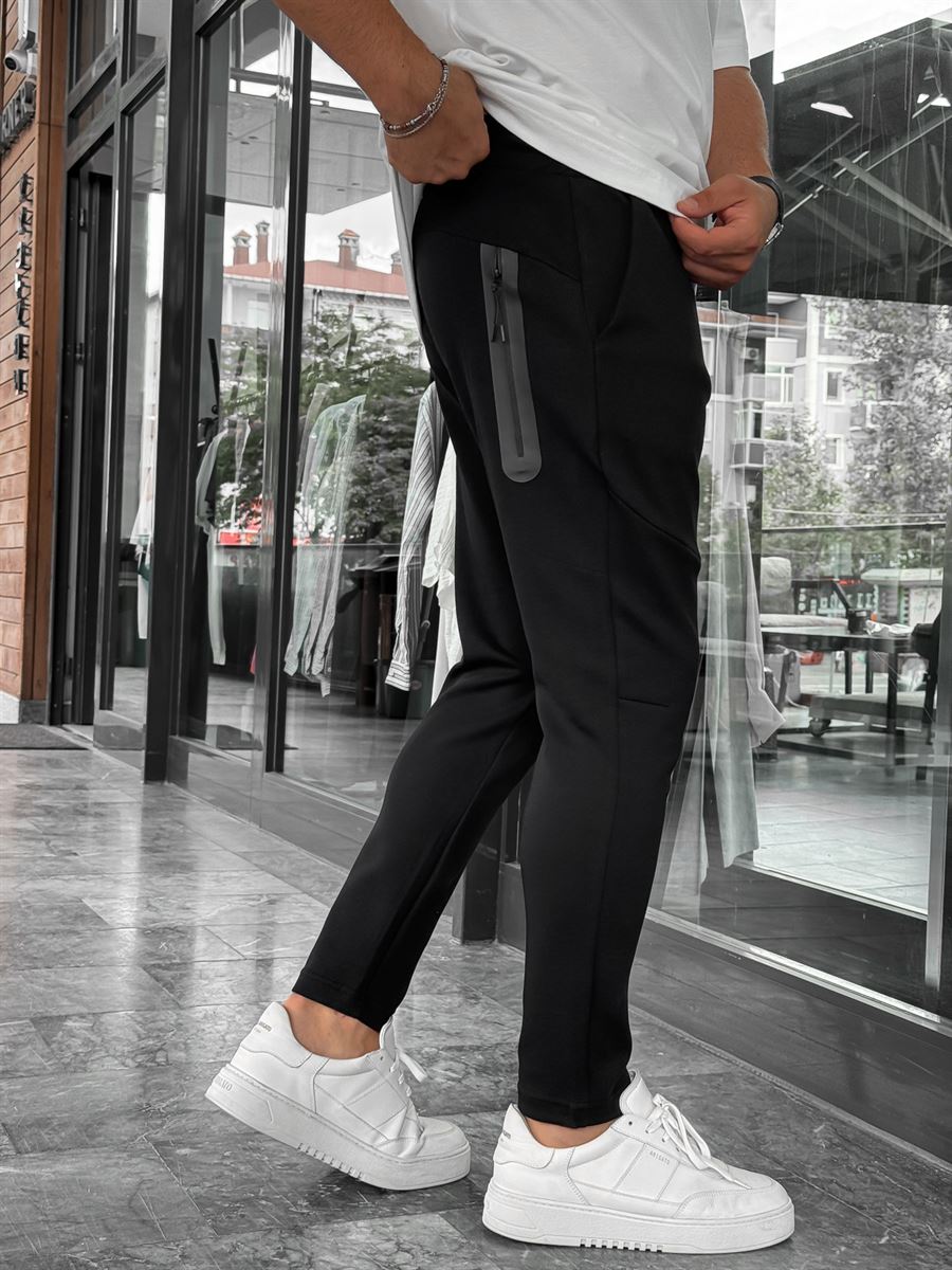 Black Basic Tracksuit with Side Zippers BY-0002