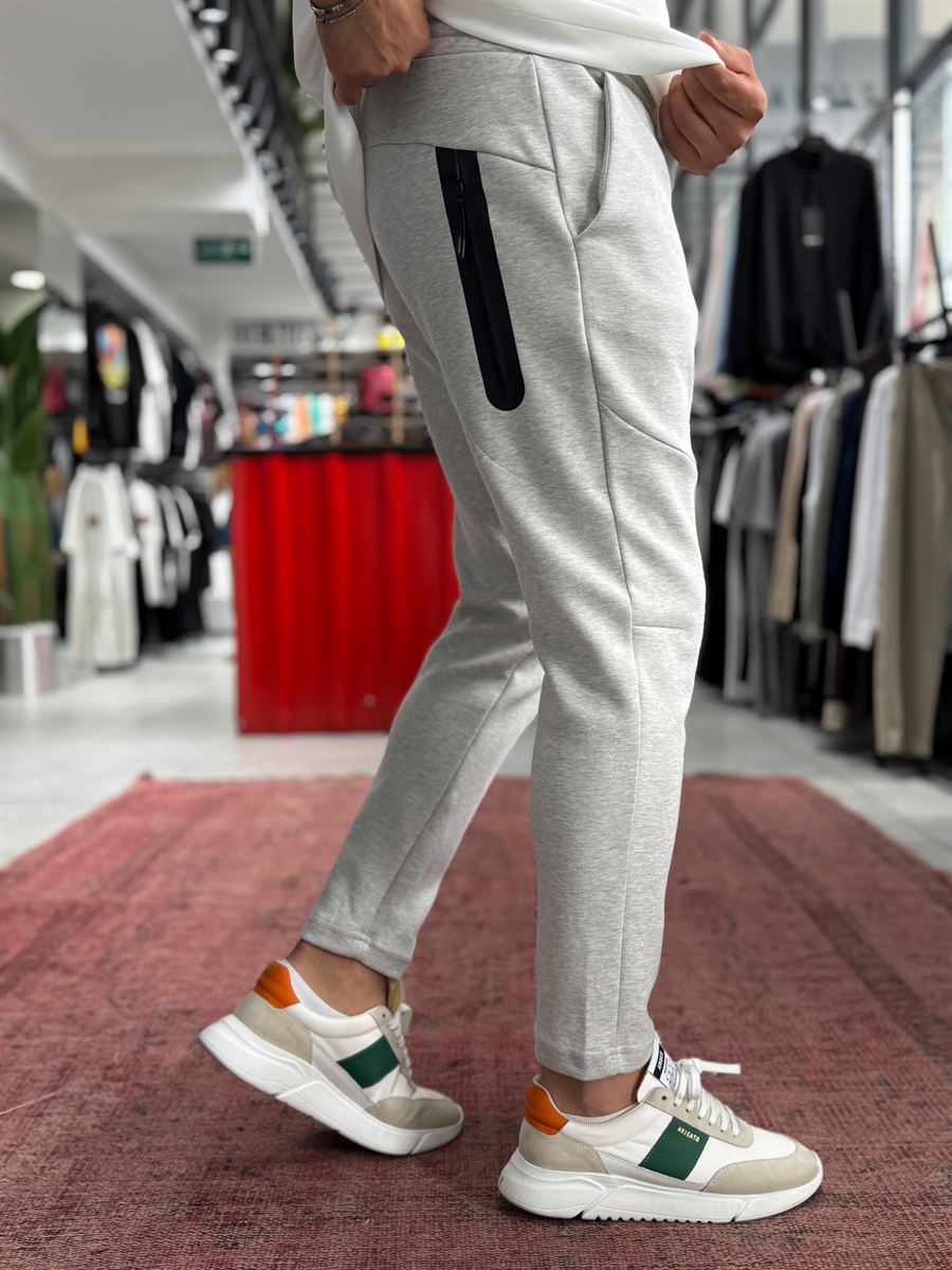 Grey Basic Tracksuit with Side Zippers BY-0002