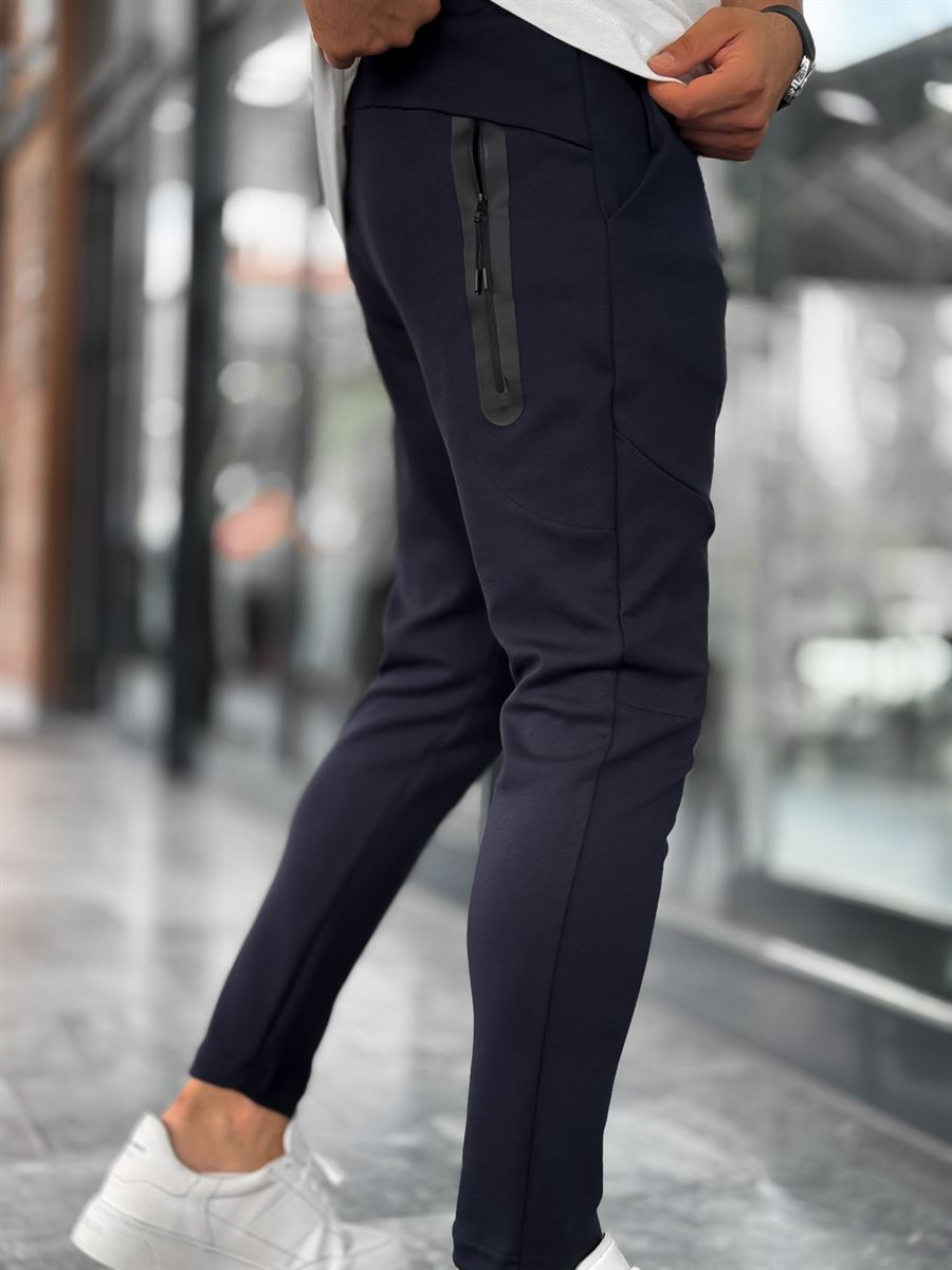 Navy Blue Basic Tracksuit with Side Zippers BY-0002