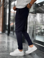Navy Blue Basic Tracksuit with Side Zippers BY-0002