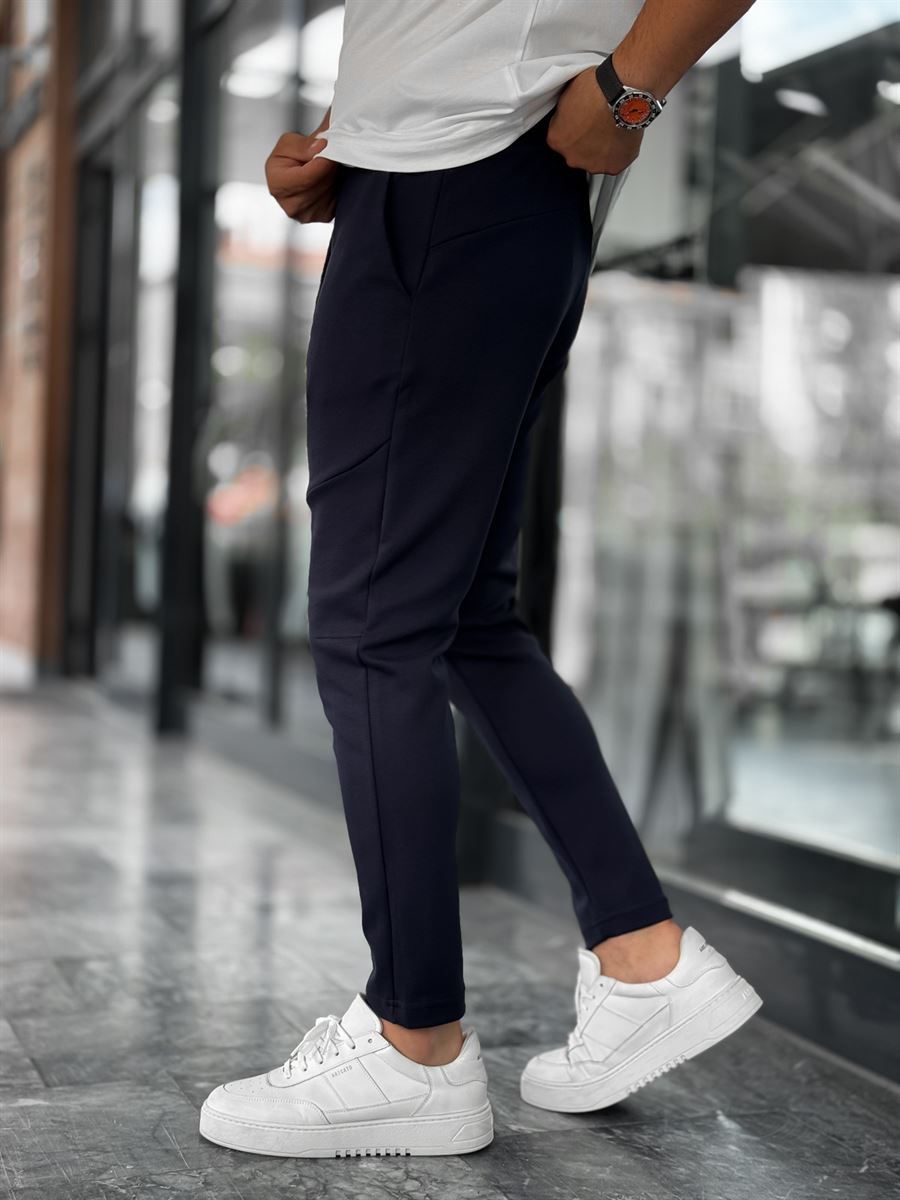 Navy Blue Basic Tracksuit with Side Zippers BY-0002