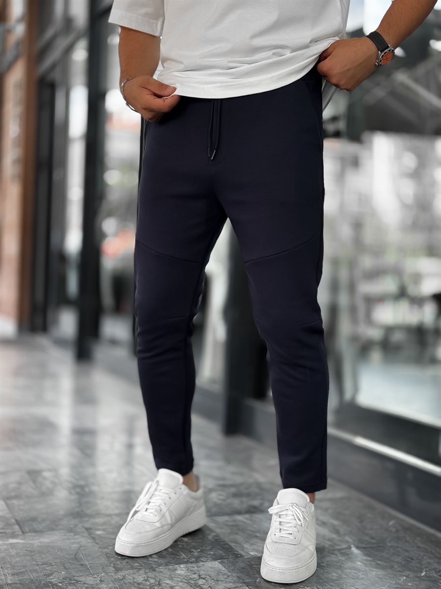 Navy Blue Basic Tracksuit with Side Zippers BY-0002