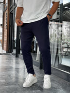 Navy Blue Basic Tracksuit with Side Zippers BY-0002