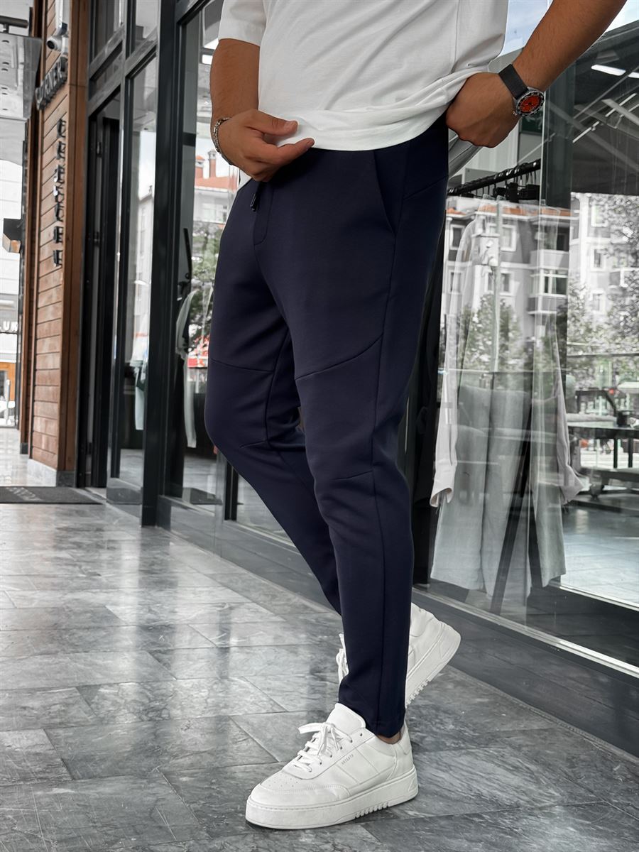 Navy Blue Basic Tracksuit with Side Zippers BY-0002