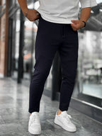 Navy Blue Basic Tracksuit with Side Zippers BY-0002