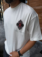 White Be Real Embroidered Oversize T-Shirt SW-5176