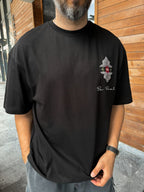 Black Be Real Embroidered Oversize T-Shirt SW-5176