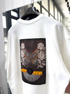 White Hologram Butterfly Embroidered Oversize T-Shirt SW-5159