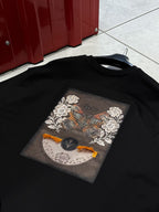 Black Hologram Butterfly Embroidered Oversize T-Shirt SW-5159