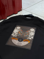 Black Hologram Butterfly Embroidered Oversize T-Shirt SW-5159