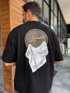 Black Patience Embroidered Oversize T-Shirt SW-5129