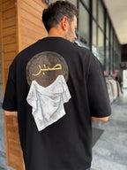 Black Patience Embroidered Oversize T-Shirt SW-5129