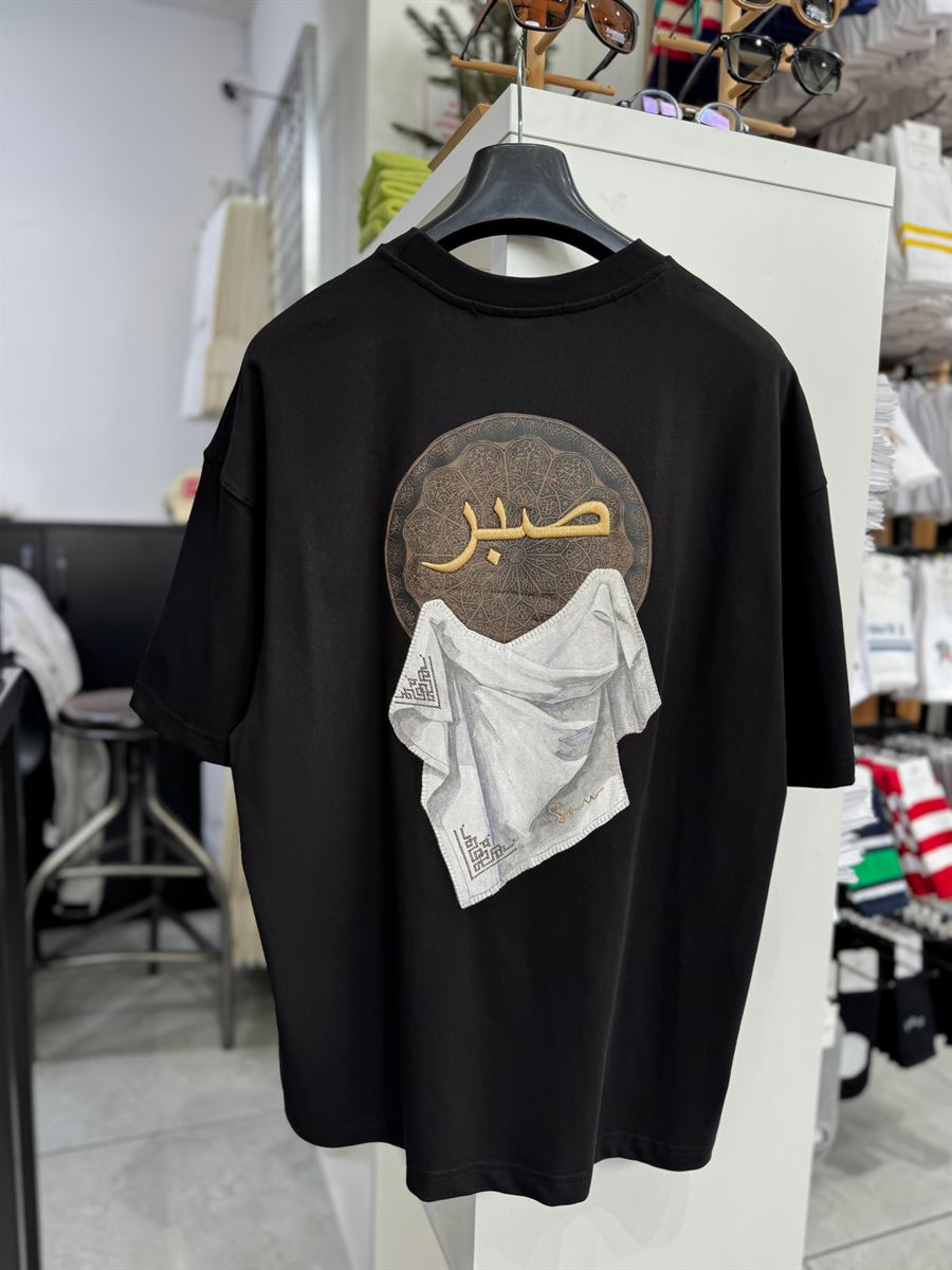 Black Patience Embroidered Oversize T-Shirt SW-5129