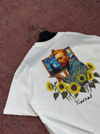 White Daisy Embossed Oversize T-Shirt SW-5184