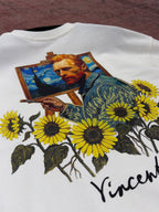 White Daisy Embossed Oversize T-Shirt SW-5184