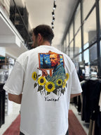 White Daisy Embossed Oversize T-Shirt SW-5184