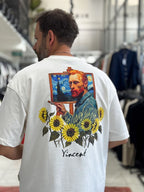 White Daisy Embossed Oversize T-Shirt SW-5184