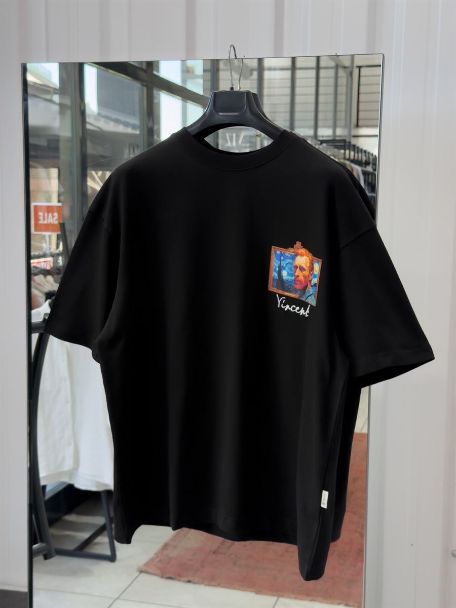 Black Daisy Embossed Oversize T-Shirt SW-5184