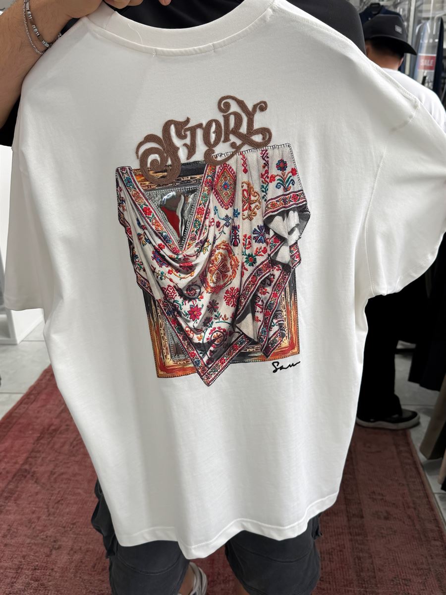 White Mirror Bandana Patch Oversize T-Shirt SW-5182