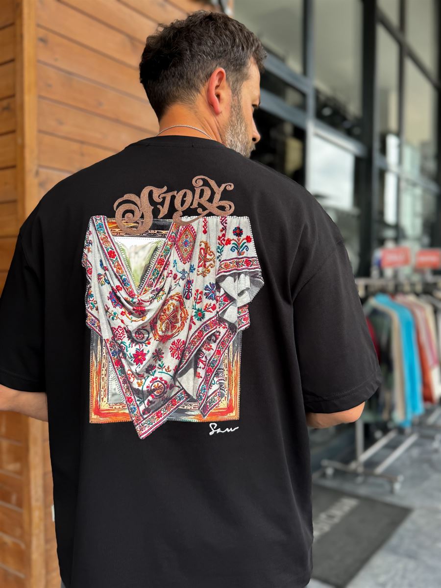 Black Mirror Bandana Patch Oversize T-Shirt SW-5182