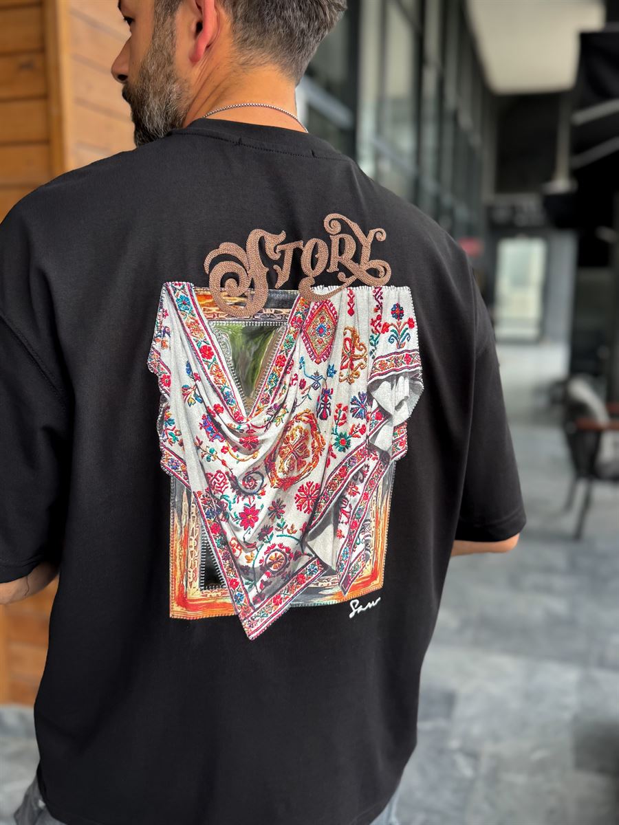 Black Mirror Bandana Patch Oversize T-Shirt SW-5182
