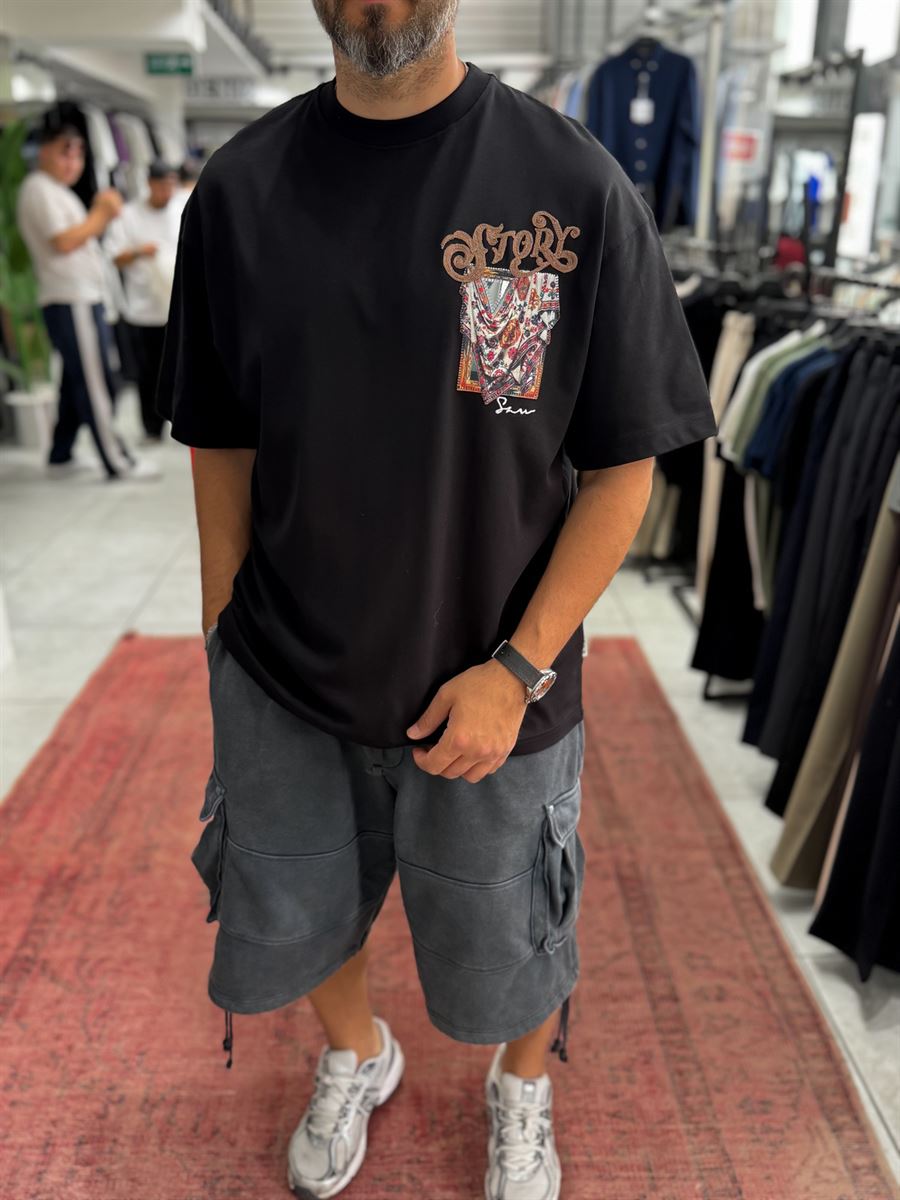 Black Mirror Bandana Patch Oversize T-Shirt SW-5182