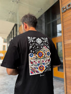Black Oversize T-Shirt with Back Floral Embroidery SW-5173