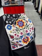 Black Oversize T-Shirt with Back Floral Embroidery SW-5173