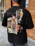 Black Antique Print Oversize T-Shirt SW-5170