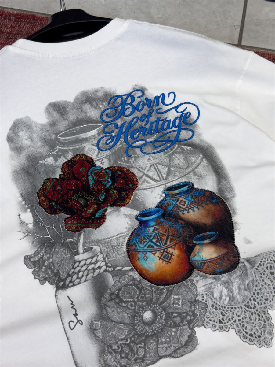 White Heritage Embroidered Oversize T-Shirt SW-5181