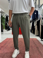 Khaki Relaxed Fit Fabric Trousers BY-5062