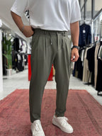 Khaki Relaxed Fit Fabric Trousers BY-5062