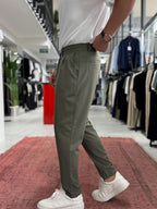 Khaki Relaxed Fit Fabric Trousers BY-5062