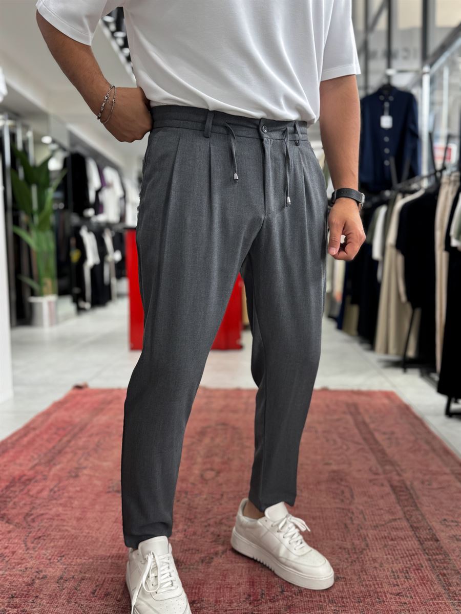 Anthracite Relaxed Fit Fabric Trousers BY-5062
