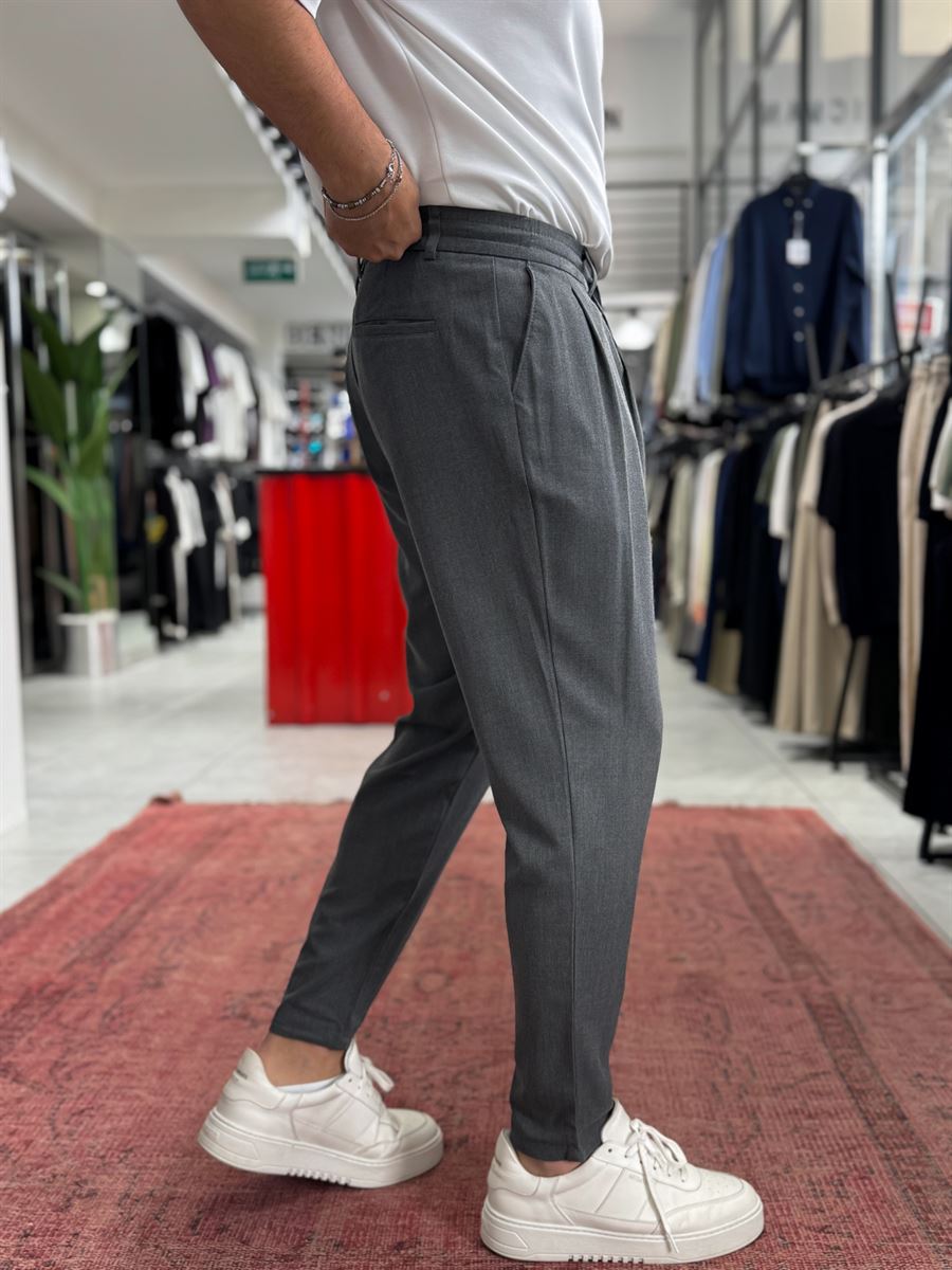 Anthracite Relaxed Fit Fabric Trousers BY-5062