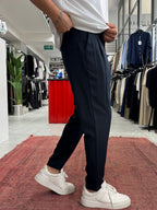 Navy Relaxed Fit Fabric Trousers BY-5062
