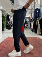 Navy Relaxed Fit Fabric Trousers BY-5062