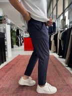 Navy Blue Pleated Carrot Cut Trousers BY-5013
