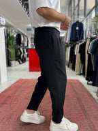 Black Patterned Fabric Trousers BY-5090