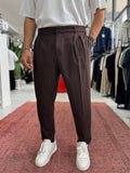 Coffee Patterned Fabric Trousers BY-5090