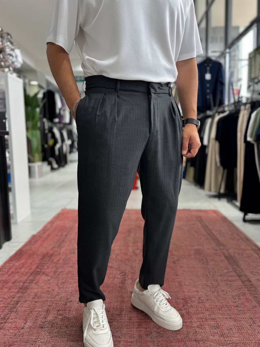 Anthracite Patterned Fabric Trousers BY-5090