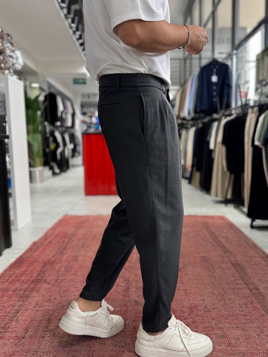 Anthracite Patterned Fabric Trousers BY-5090