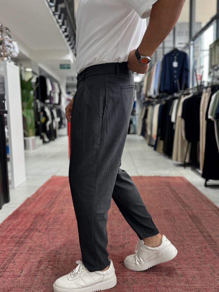 Anthracite Patterned Fabric Trousers BY-5090